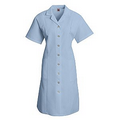 Women's Light Blue Short Sleeve 80/ 20 Poplin Button Front Dress